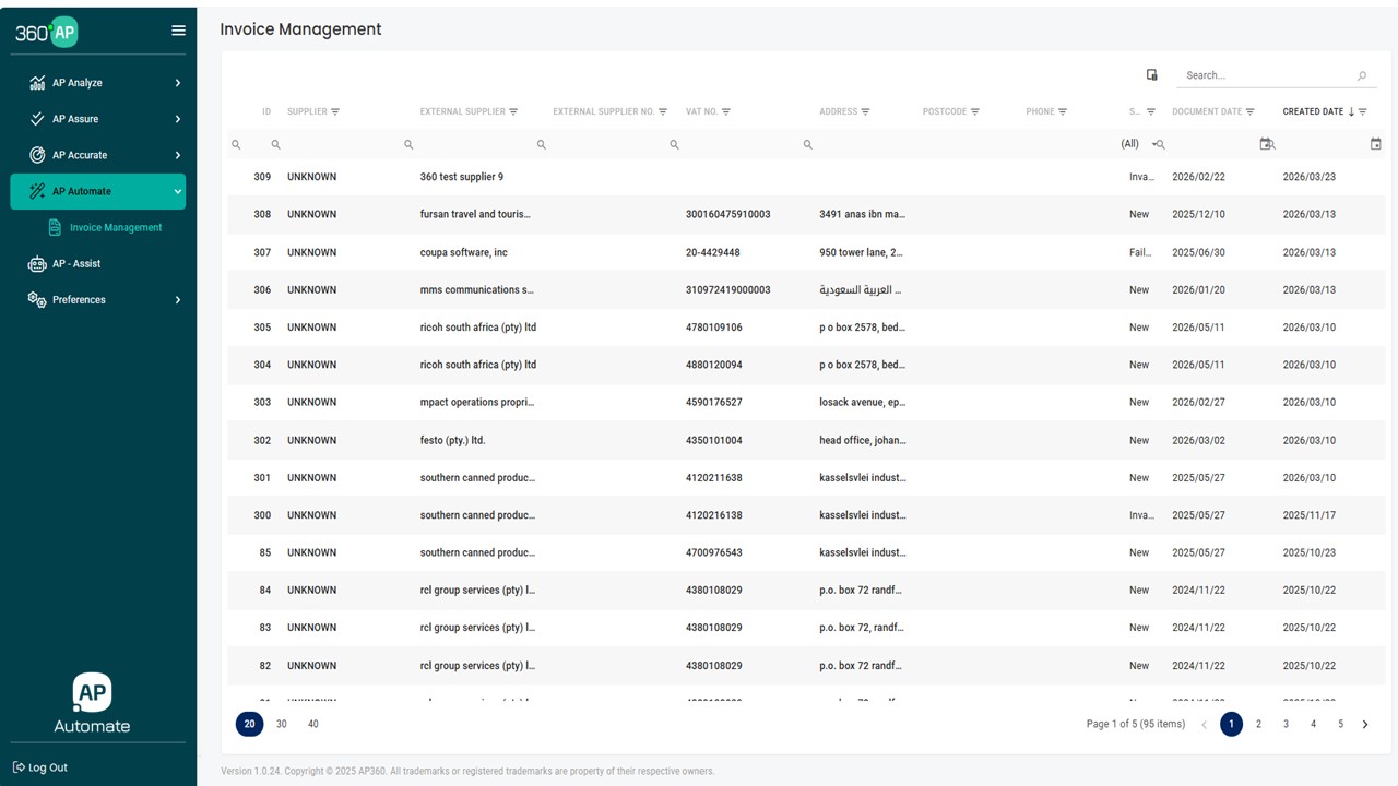 AP Automate invoice processing interface