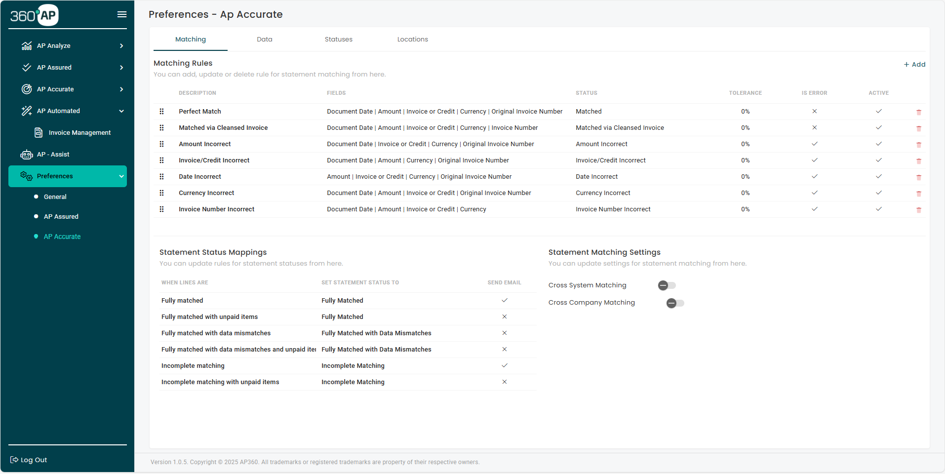 Configurable matching rules and preferences for your reconciliation workflow